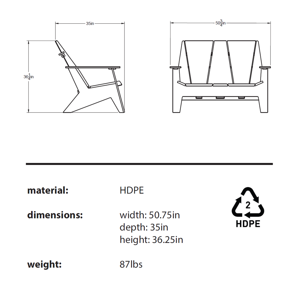 ORI Muskoka Loveseat - Carbon Gray