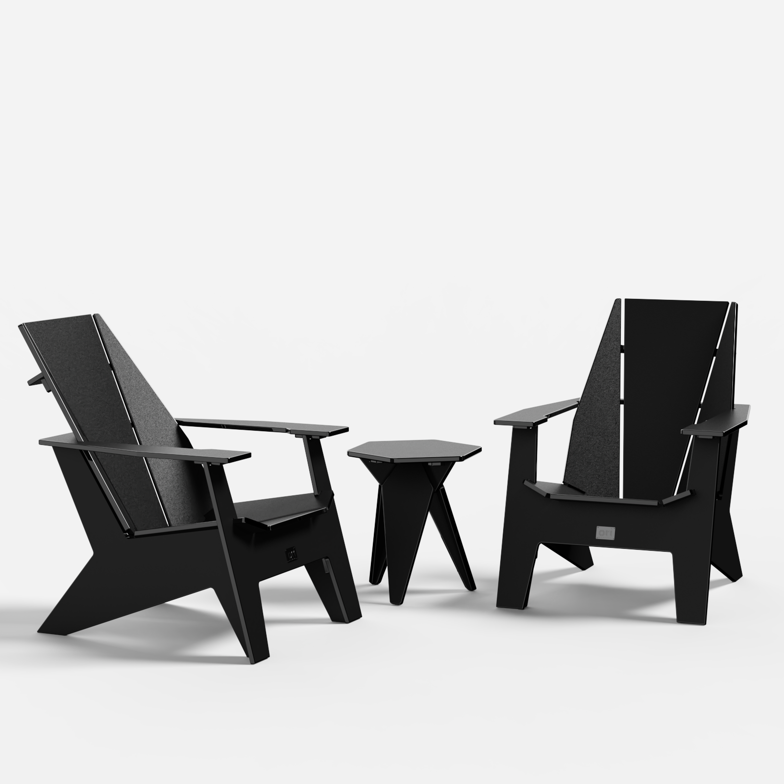 Adirondack Chairs with Side Table Bundle - Charcoal Black