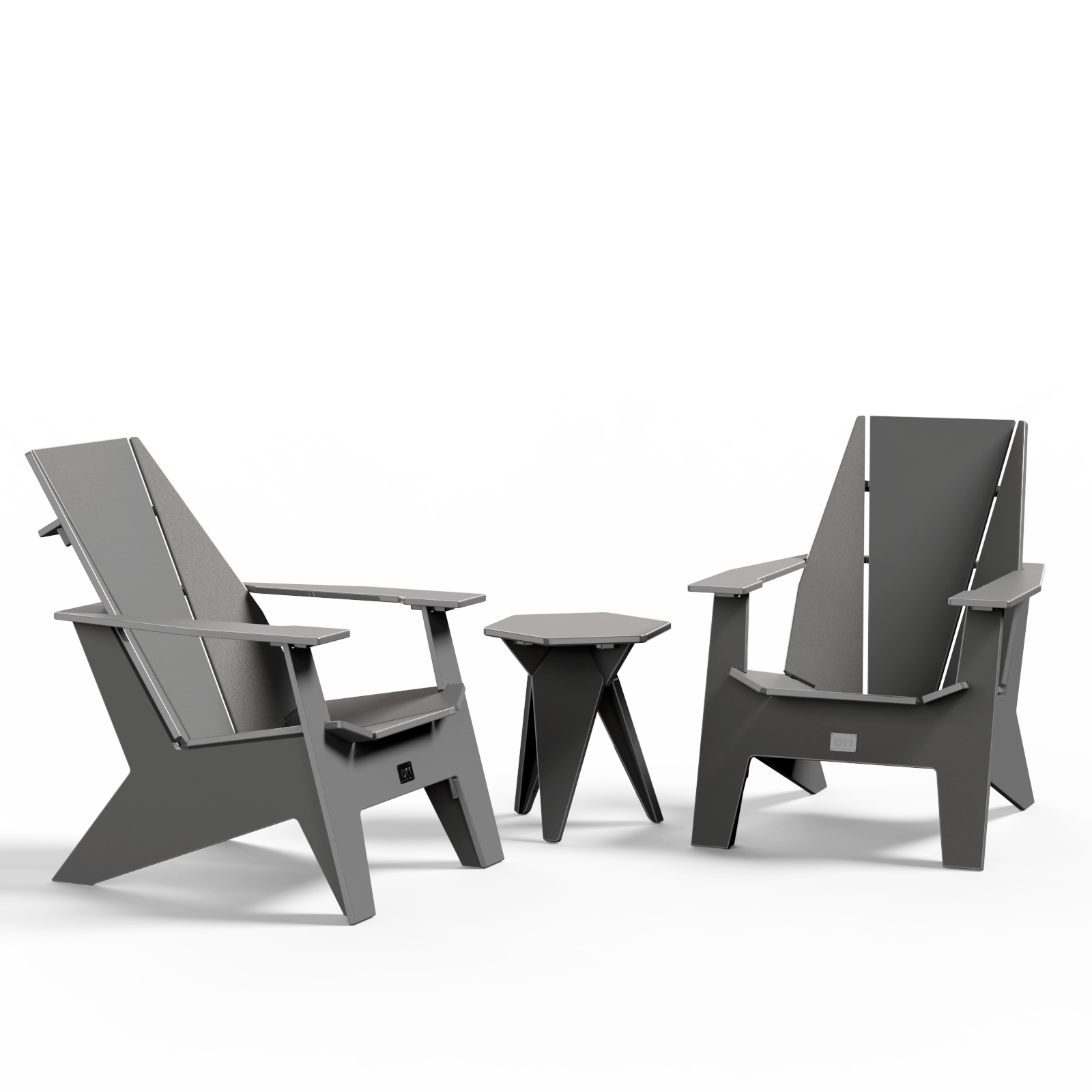 Adirondack Chairs with Side Table Bundle - Carbon Grey